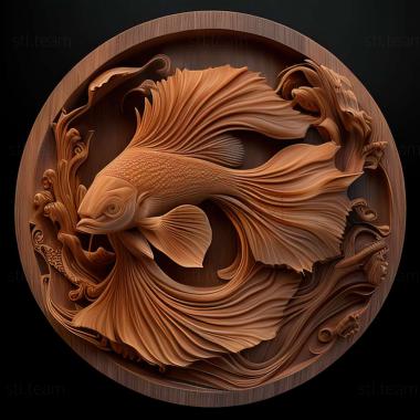 3D model Round   tailed fighting fish fish (STL)